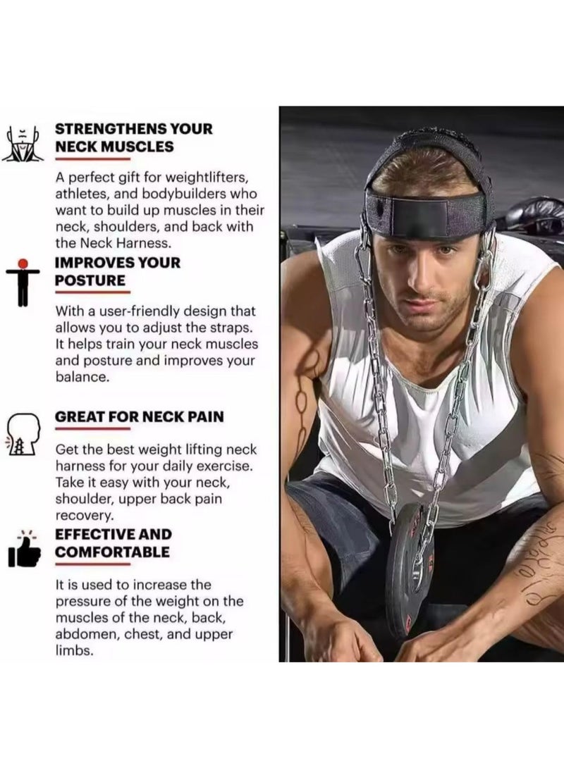 SportQ Neck Strengthening Belt with Iron Chain – Neck Training Harness for Neck and Shoulder Exercises – Adjustable – Suitable for Bodybuilding, Wrestling, Combat Sports - Image 4